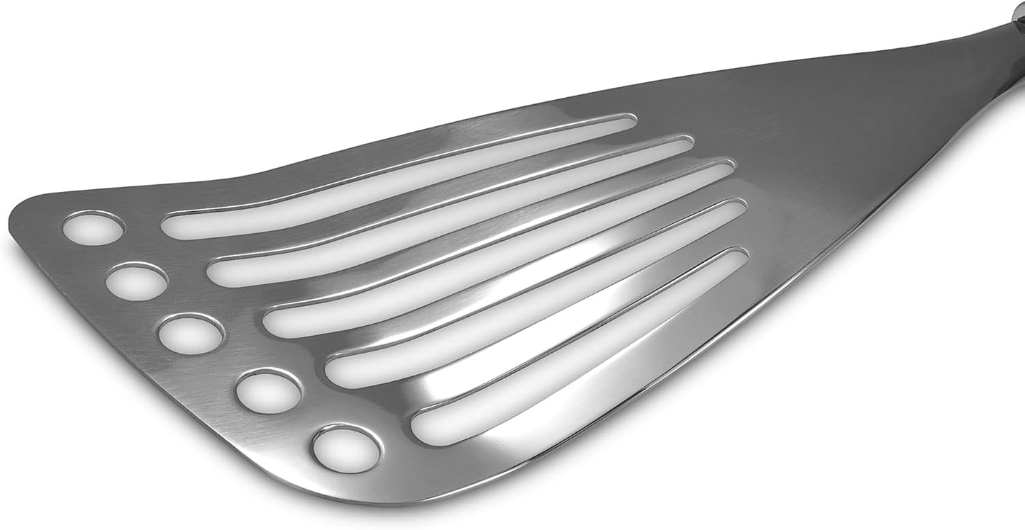 Seki Japan Right Handed Stainless Steel Spatula Wide Thin Slotted Turner Kitchen Utensils