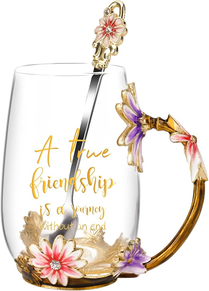 OEAGO Friendship Gifts for Women Best Tea Cup Friend Gifts for Women Flower by OEAGO