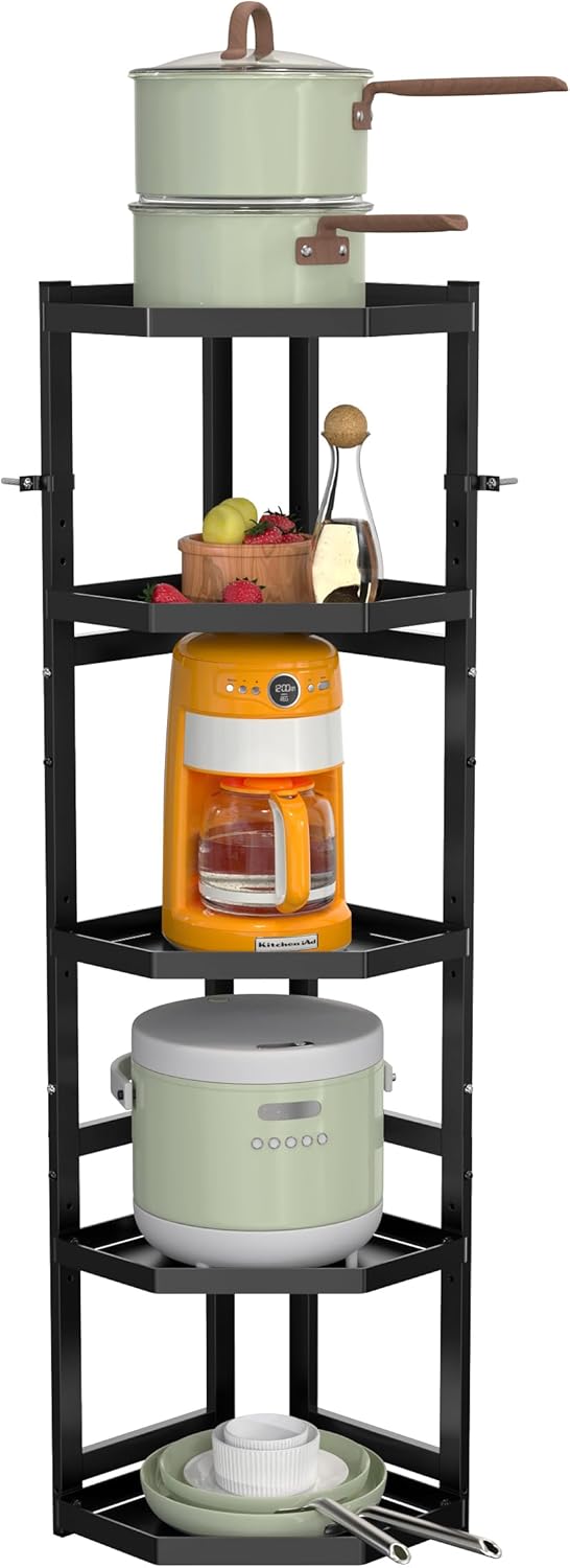 5-Tier Multifunctional Adjustable Pan & Pot Rack for Kitchen, Pan Organizer, Pot Lid Organizer (Big Corner 5-tier)