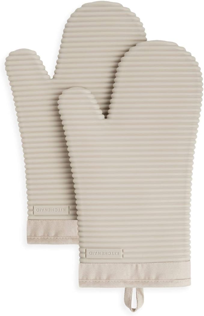 KITCHENAID Ribbed Soft Silicone Oven Mitt 2-Pack Set by KitchenAid