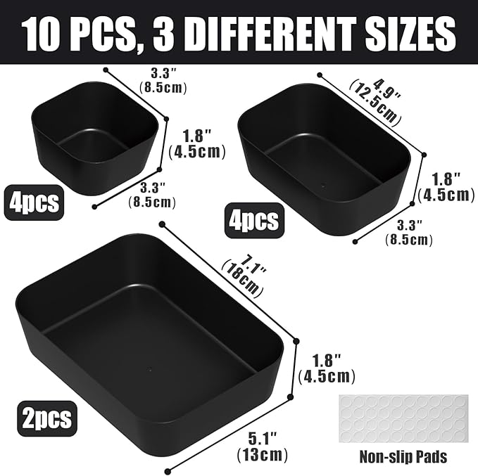 Plastic Drawer Organizers, Bathroom and Vanity Organizer Plastic Tray, Makeup - Image 2