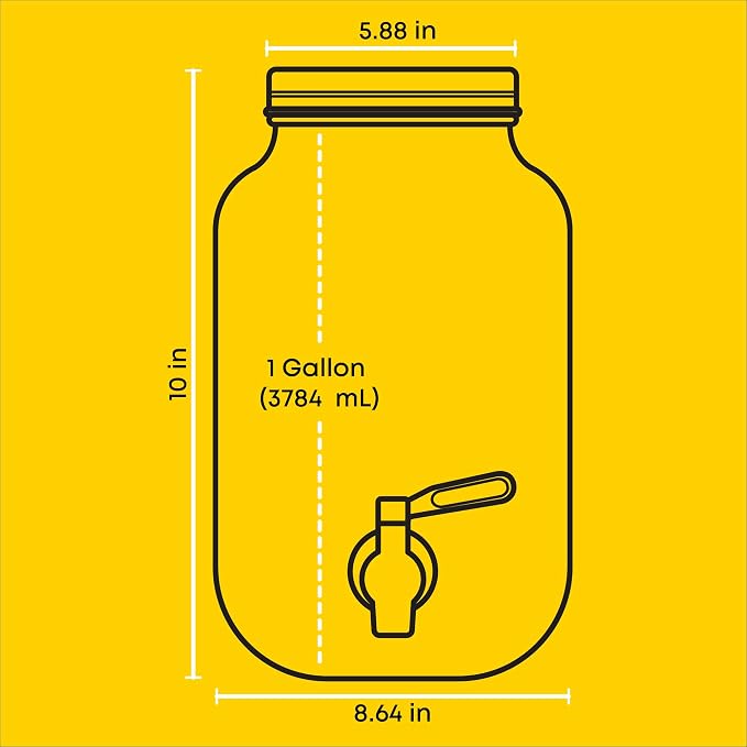 1-Gallon Drink Dispenser. Glass Beverage Dispenser - Image 3