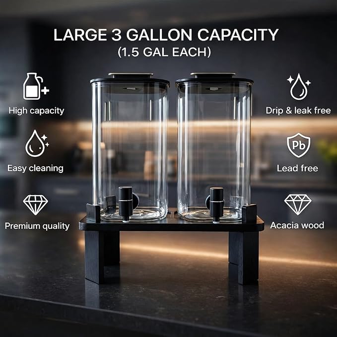 2 PCS 3 Gallon Drink dispenser, Glass Beverage Dispenser - Image 4