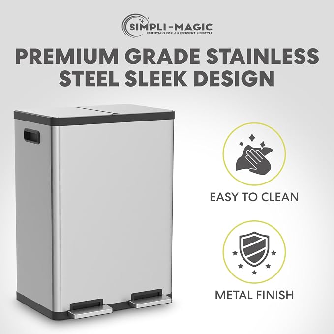 Simpli-Magic 16 Gallon Step Trash Can – Dual Compartment Kitchen Garbage Can - Image 8