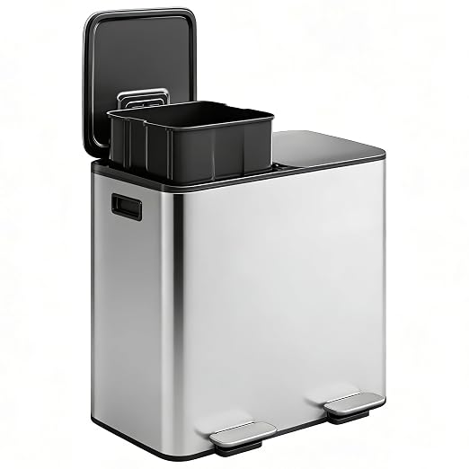 GarveeHome 2 x 8 gal Stainless Steel Double Trash Can by GarveeHome