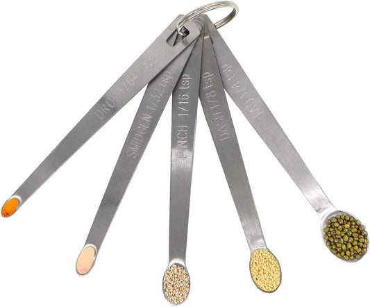 1Pack Mini Measuring Spoons Set, Heavy Duty Stainless Steel Teaspoon for Cooking and Baking, Suitable for Small Amount of Dry or Liquid Ingredients and Spices
