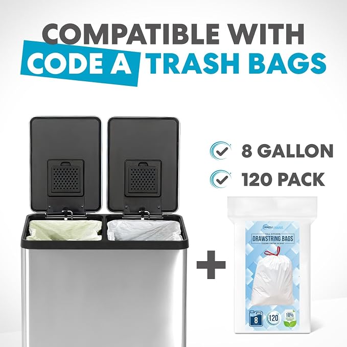 Simpli-Magic 16 Gallon Step Trash Can – Dual Compartment Kitchen Garbage Can - Image 2