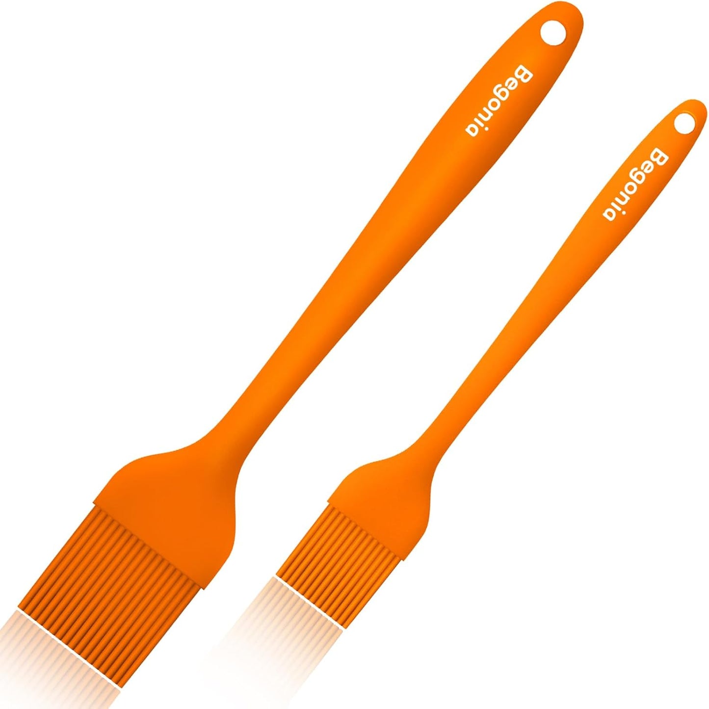 Pastry Brush-Begonia Silicone Basting Brush for Cooking,2pcs 10+8 in Heat Resistant Food Brushes for Baking, Grilling, Cooking and Spreading Oil (Orange)