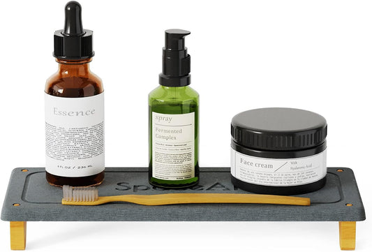 SpaceAid DryingNeat Sink Organizer, Instant Dry Sink Caddy Organizers, Kitchen Sponge Soap Holder Dispenser, Countertop Fast Drying Rack (Bamboo Feet, Dark Gray)