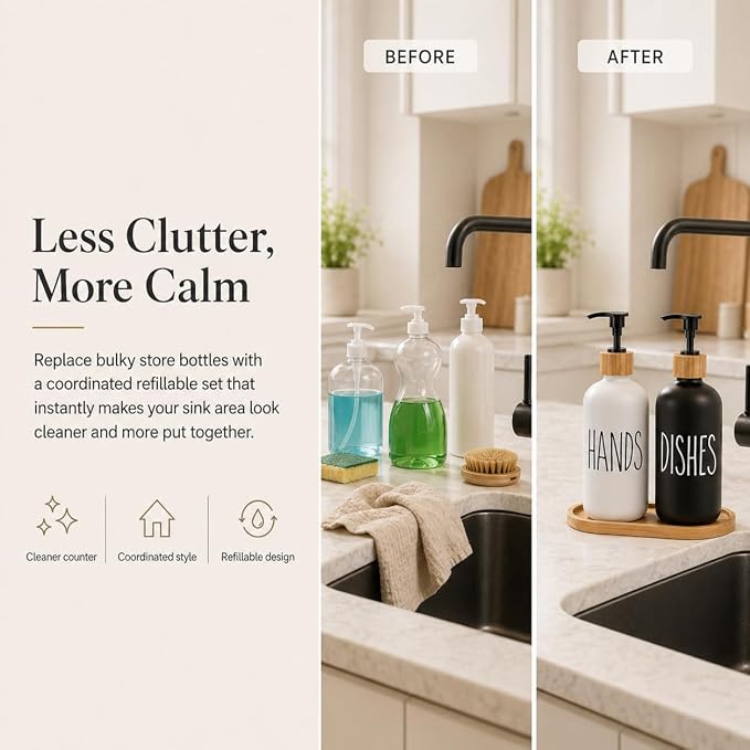 Dish Soap Dispenser for Kitchen Sink.Glass Hand Soap Dispenser, Modern - Image 5