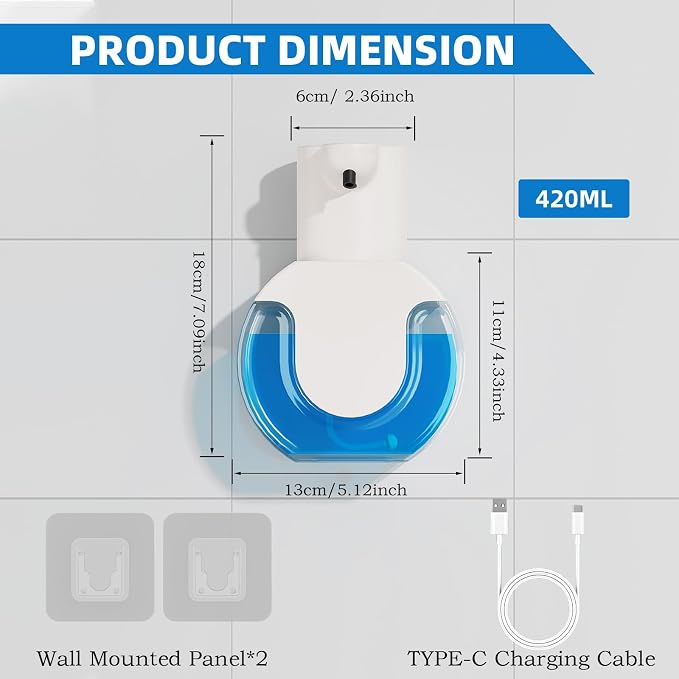 Automatic Soap Dispenser Touchless, Rechargeable Foaming Soap Dispenser - Image 3