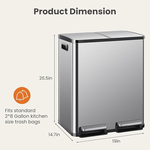 2×8 Gallon Kitchen Trash Can - Image 3