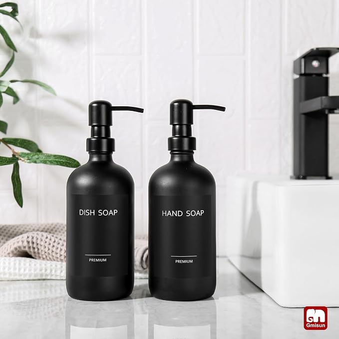 GMISUN Black Soap Dispenser, 2 Pack Matte Black Hand Soap Dispensers Bathroom - Image 4