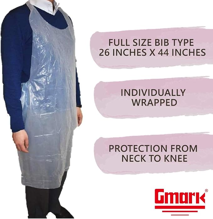 Gmark Poly Apron Individual Wrapped, Medium Weight, Disposable Polyethylene PE - Image 4