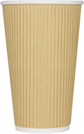 Karat 16oz Ripple Insulated Coffee Hot Cups [500 Count] Kraft Double Poly Lined Paper Hot Cup - Ideal for Hot Beverages, 90mm (C-KRC516)