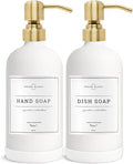 Vine Creations White Glass Soap Dispenser, 2 Pack Kitchen Soap Dispenser Set by VineCreations