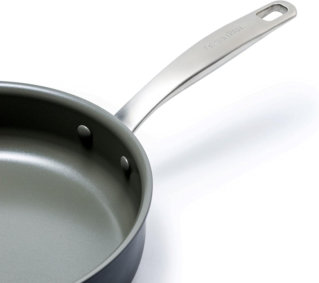 GreenPan Chatham Hard Anodized Healthy Ceramic Nonstick 10 Piece Cookware Pots and Pans Set, Frying Pan Skillets, Saucepans, Saute Pan, Stockpot, Lids, PFAS-Free, Dishwasher & Oven Safe, Gray