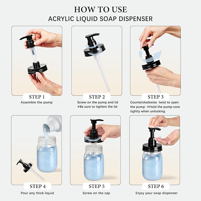Amolliar Plastic Mason Jar Soap Dispenser - Image 7