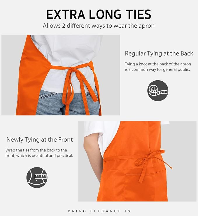 Syntus 12 Pack Bib Apron, Unisex Aprons Adjustable Waterdrop Resistant - Image 6