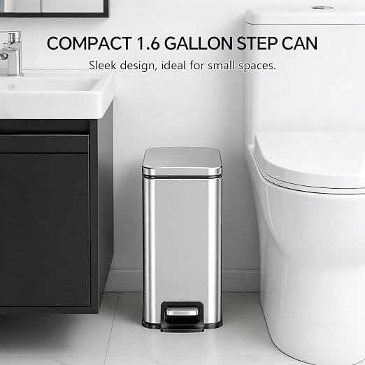 13 Gallon Trash Can and 1.6 Gallon Kitchen Trash Can Combo Set, Stainless Steel - Image 3