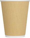 Karat 12 oz Ripple Insulated Coffee Cup [500 Count] Disposable Paper Hot Cup, Sturdy & Leak Proof, 90mm, No Lids