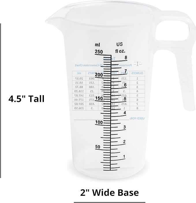 8oz 1 Cup Measure Pitcher with Convenient Conversion Chart– Food Grade - Image 9