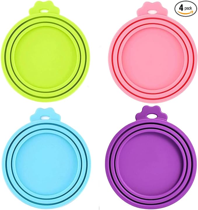 4 Pack Pet Food Can Cover Silicone Can Lids by Giozoc