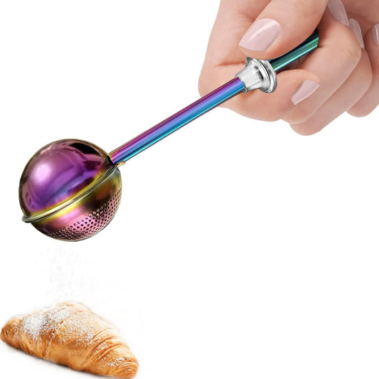JETKONG Powdered Sugar Shaker Duster Flour Dispenser Shaker with 18/8 Stainless Steel Spring-operated Handle for Sugar Flour and Spices (Rainbow)