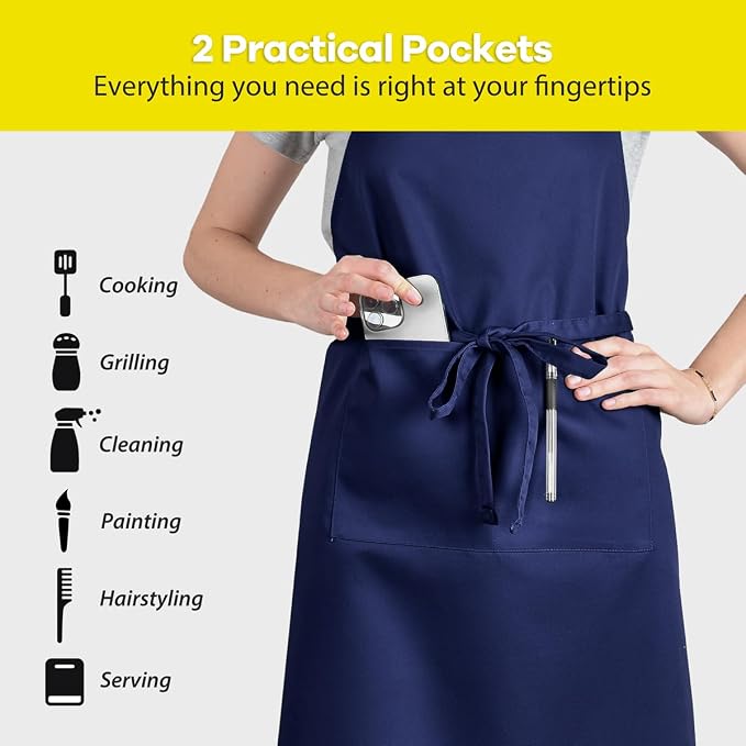 ROTANET Extra Large Apron for Men Adjustable Bib Aprons - Image 4