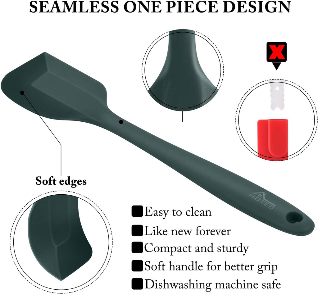HOTEC Heat Resistant 600℉ BPA-Free Silicone Rubber Spatula Set for Baking, Cooking, and Mixing Non Stick Dishwasher Safe, Neutral Set of 5