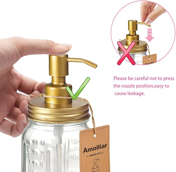 Amolliar Mason Jar Liquid Soap Dispenser -Rustproof Stainless Steel Farmhouse - Image 6