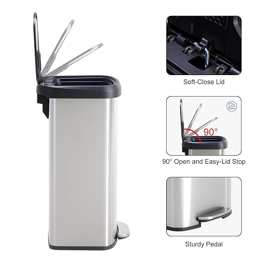 21 Gallon Kitchen Trash Can, Stainless Steel Garbage Can - Image 5