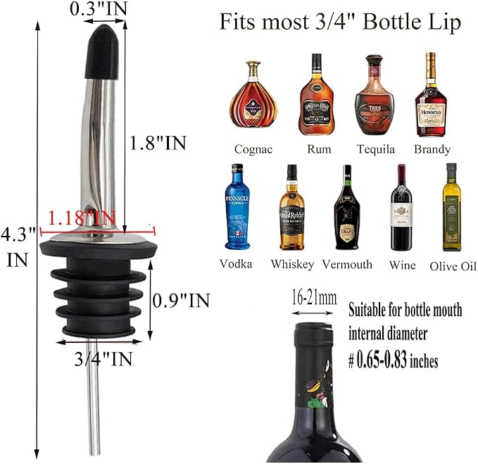 Pafusen 12 Pack Liquor Bottle Pourers, Liquor Pour Spout - Image 4