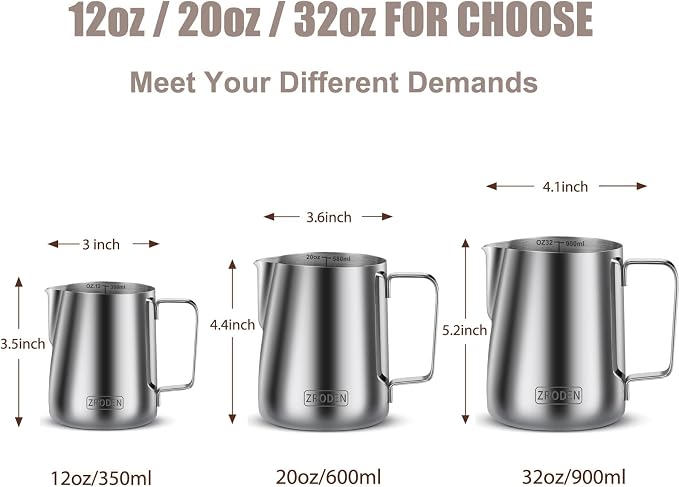 Milk Frothing Pitcher, Thicker Version 20oz Espresso Steaming Pitchers - Image 5