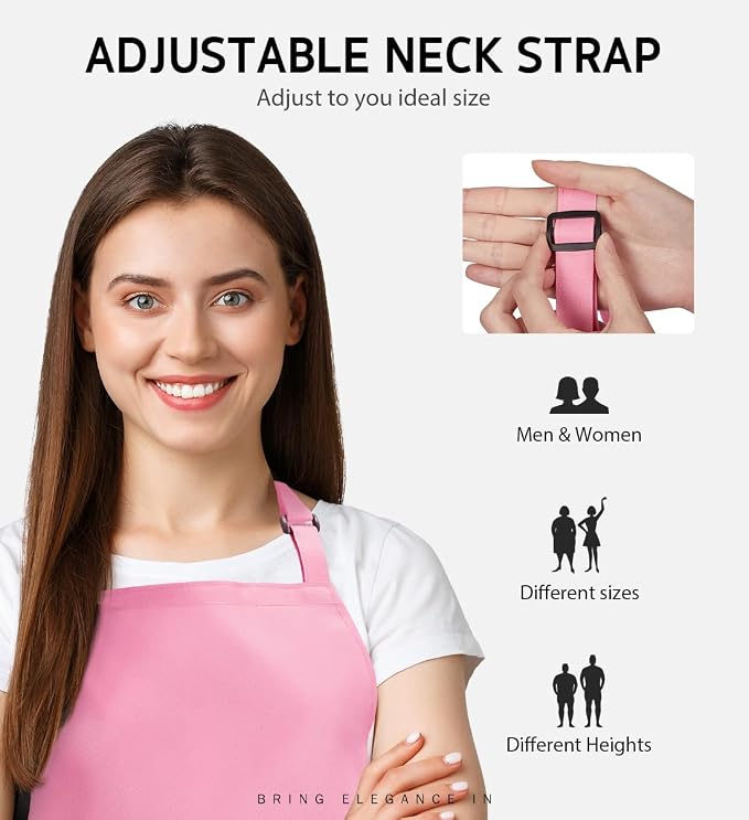 Syntus 12 Pack Bib Apron, Unisex Aprons Adjustable Waterdrop Resistant - Image 5