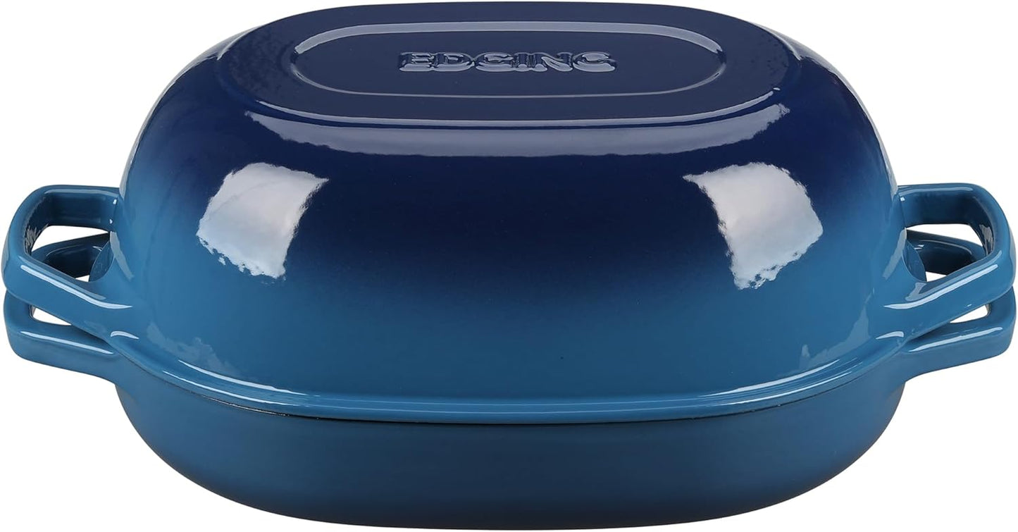 Enameled Cast Iron Dutch Oven Pot with Lid, Oval Dutch Oven for Bread Baking, Bread Oven for Homemade Sourdough Bread Baking, 7qt, Lake Blue