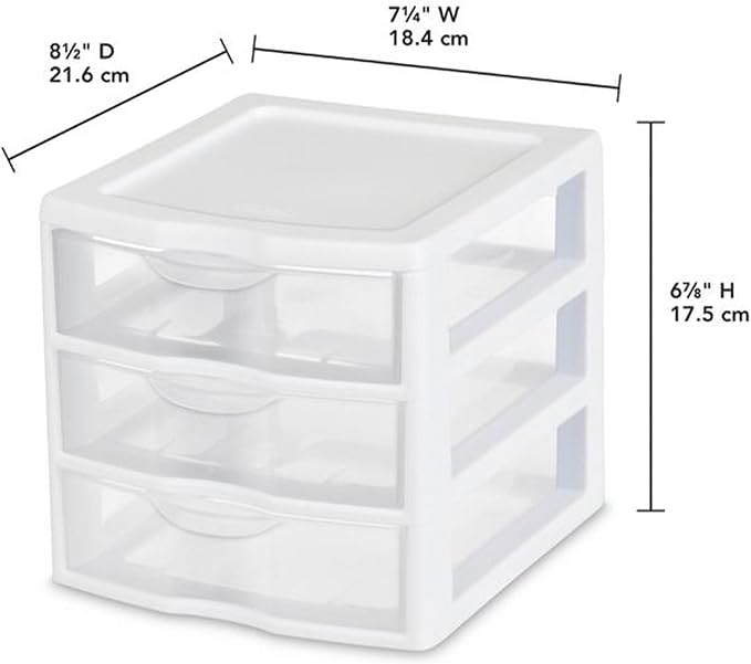 Sterilite 12-Pack Clearview 3-Drawer Cart, Small Plastic Storage Organizer - Image 3