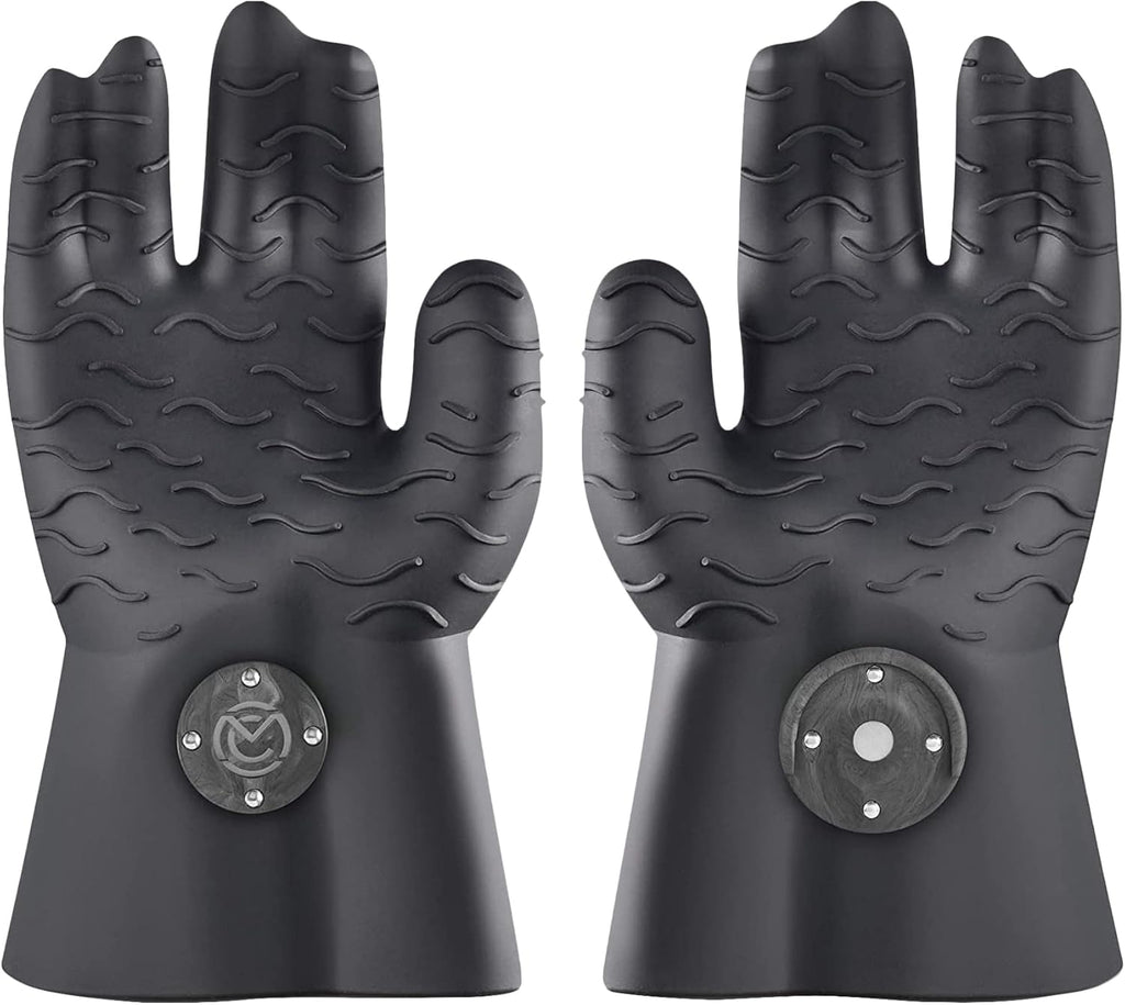 Magnetic BBQ Grill Gloves – Heat Resistant, Patented Magnetic Safety Clip Easy On & Off, Firefighter-Designed, Dishwasher-Safe, Waterproof, Perfect for Grilling, Smoking, Frying, Baking