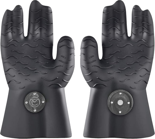Magnetic BBQ Grill Gloves – Heat Resistant, Patented Magnetic Safety Clip Easy On & Off, Firefighter-Designed, Dishwasher-Safe, Waterproof, Perfect for Grilling, Smoking, Frying, Baking