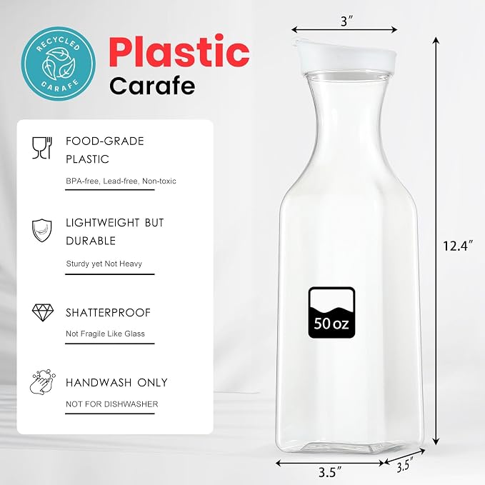 Plastic 8 PACK Large 50 Oz Water Carafe - Image 2