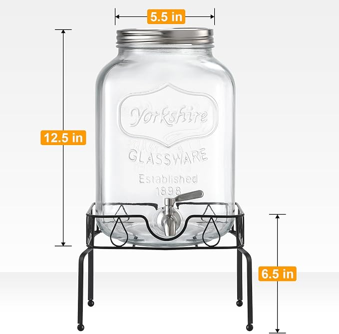 2 Gallon Glass Beverage Dispenser - Image 2