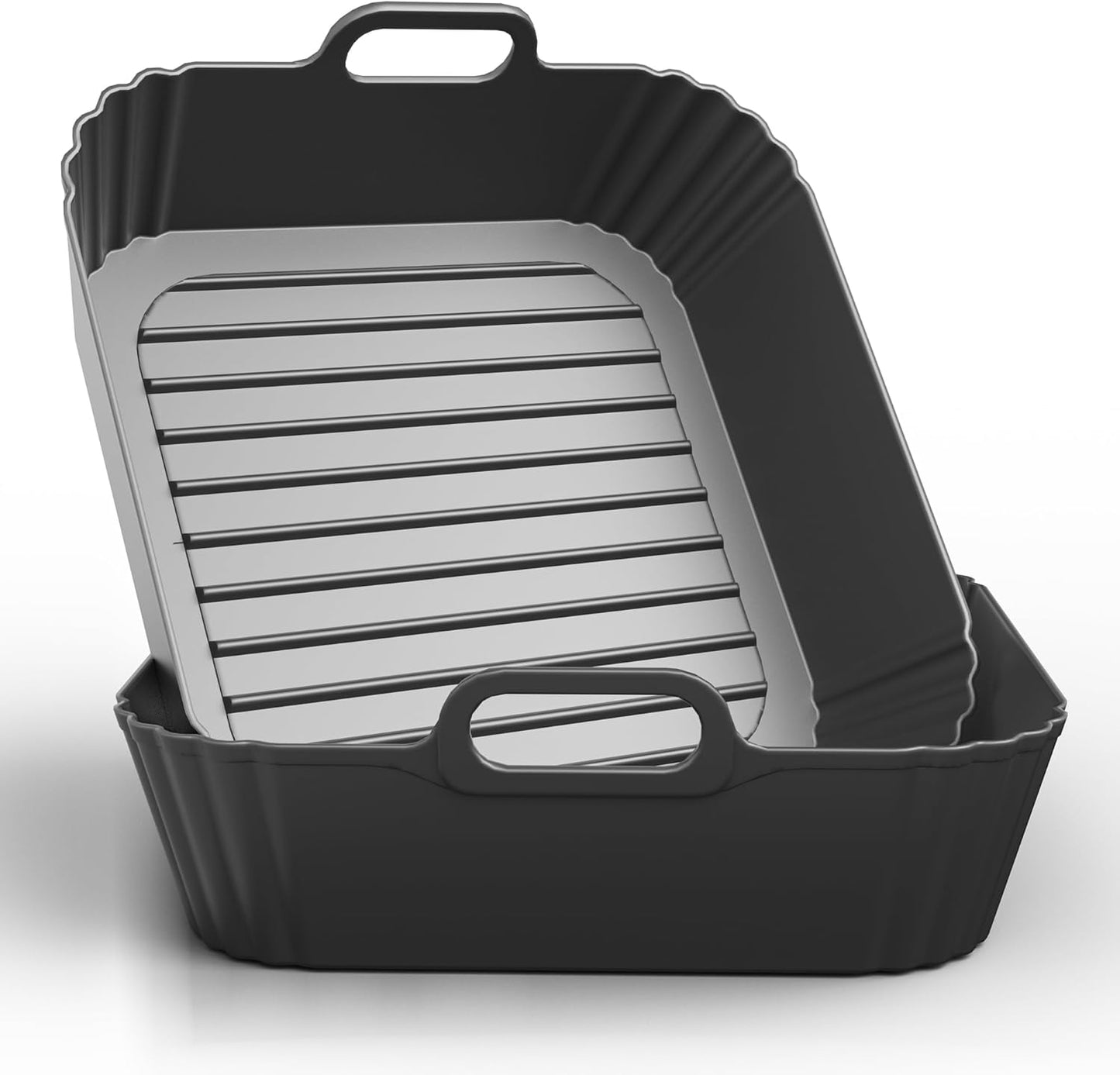 9-Inch Square Silicone Liners for Large Air Fryer 2Pack, 6 to 8.5QT Silicone Pot Baking Accessories for Chefman COSORI Ninja Instant Pot Vortex XL Cuisinart, Reusable Air Fryer Tray Insert