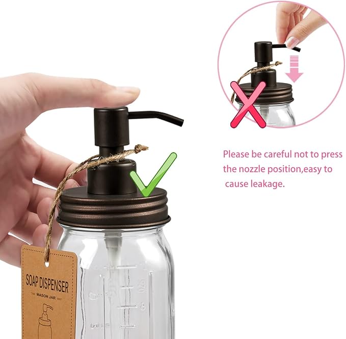 Amolliar 4 Pack Mason Jar Liquid Soap Dispenser, Rustproof Stainless Steel Lid - Image 5