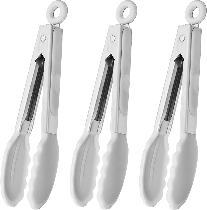 HINMAY Mini Tongs with Silicone Tips 7-Inch Serving Tongs by HINMAY