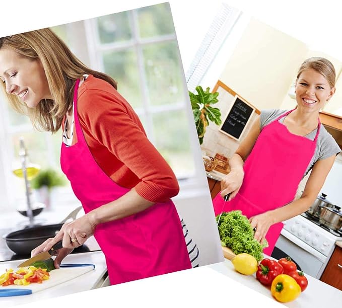 12 Pcs Bib Bulk Hot Pink Aprons - Image 7
