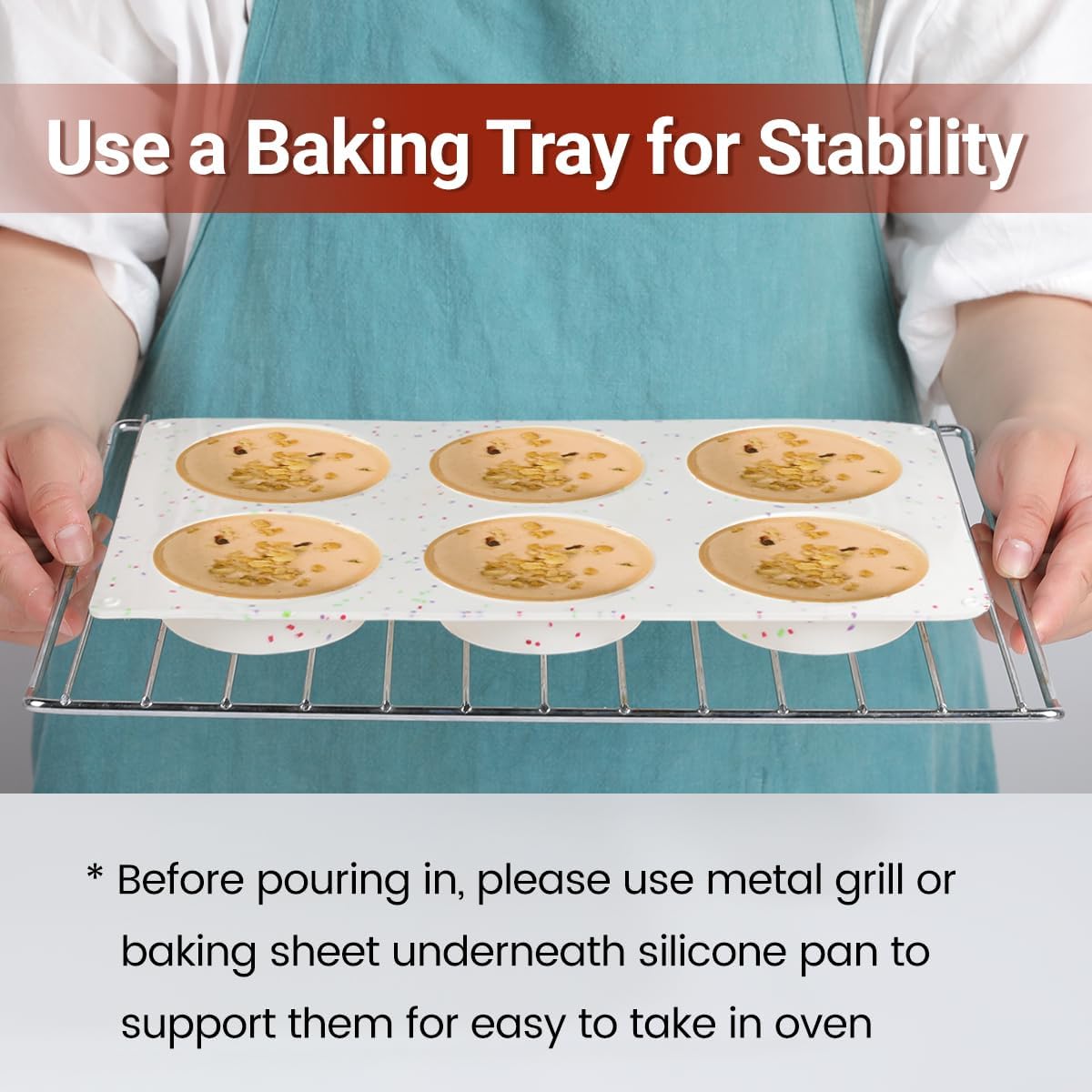 Muffin Top Pan, Silicone Egg Molds for Breakfast Sandwiches 3 Inch Round Baking Pan for Oven English Muffins, Whoopie Pies, Corn Bread, Bites, Tarts 2 Pack Confetti