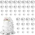 48 Pcs Silver Balls Cake Topper Decorations Balloon Cupcake Toppers Foam Cake Topper Balls Cake Balls Decorations for Birthday Party Wedding Anniversary Cake Decorating