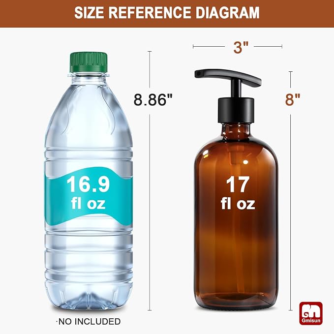 GMISUN Amber Glass Soap Dispenser, 2 Pack Bathroom Hand Soap Dispensers - Image 2