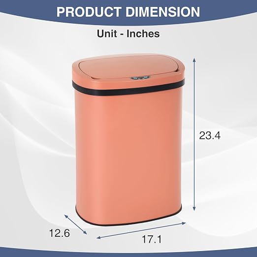 PayLessHere | 13 Gallon Stainless Steel Trash Can | Pink | Automatic Touchless - Image 7