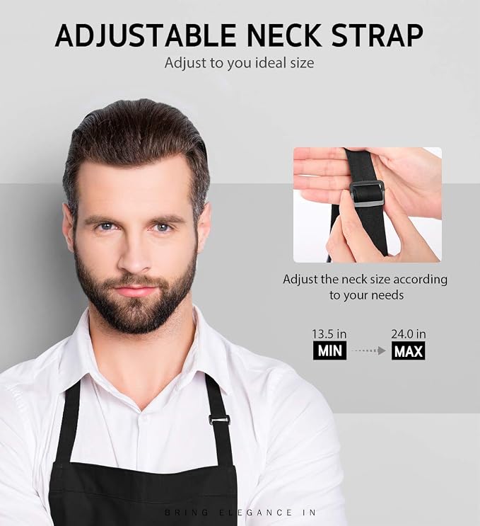 Syntus 12 Pack Bib Apron, Unisex Aprons Adjustable Thicker Version Waterdrop - Image 5